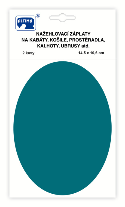 Nažehlovací záplaty jednobarevné ovály - tyrkysově zelená